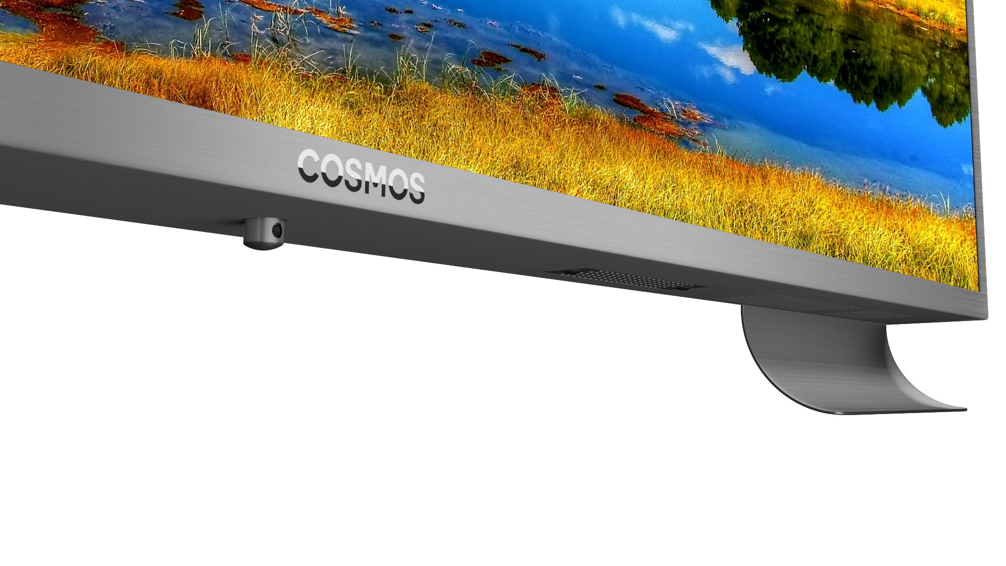 Cosmos TV in a polished stainless finish, reflecting durability, sleek aesthetics, and cutting-edge technology.