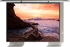A 32-inch Cosmos Outdoor TV displays an ultra-high-definition image, highlighting its superior image quality and compact size.