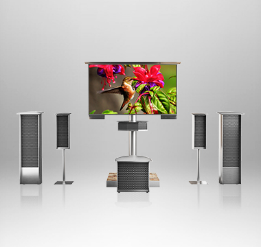 Robust outdoor TV speaker, designed to provide clear, high-quality audio for an enhanced outdoor viewing experience.
